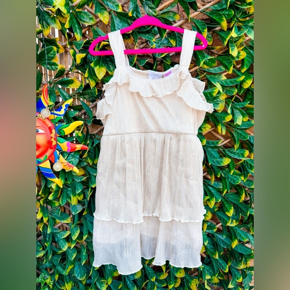 🔹 Zara Metallic Ruffle Neckline Layered Dress - Picture 1 of 4